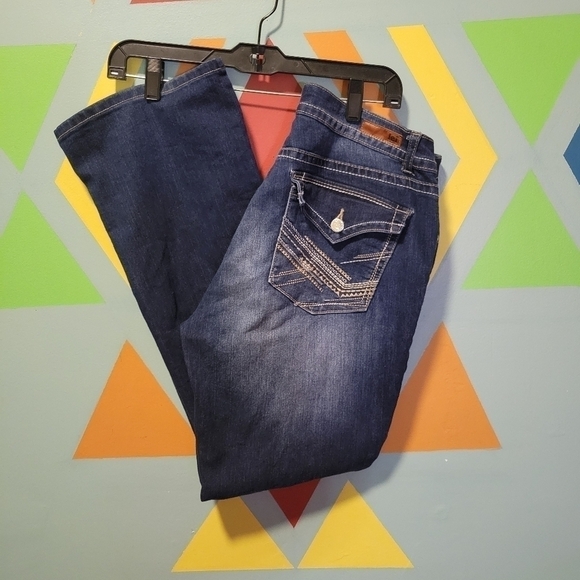 L.e.i Bridget Blue Colored Curvy Bootcut StyleJeans Size Juniors 13 Women 10-12 - Picture 3 of 13